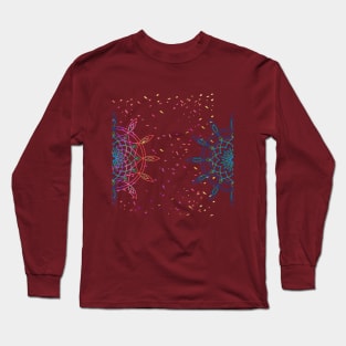 Multicoloured mandala motif design illustration with birds and confetti Long Sleeve T-Shirt